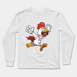 Scared Cartoon Chicken Long Sleeve T-Shirt